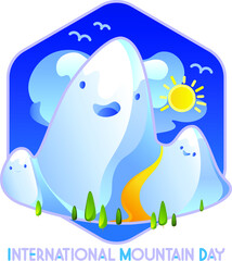 Cute Mountains - International Mountain Day vector illustration