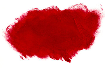 A smear of lipstick on a white background. Cosmetics, makeup. Isolated template for design.
