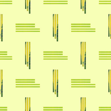 Seamless vector pattern. Abstract geometric background from perpendicular lines. In soft light green with yellow color.