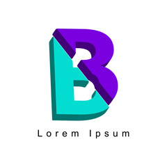 letter B corporate logo template in 3d isometric style