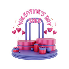 3d rendering Valentines Day Online Shopping Sale