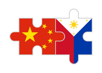 puzzle pieces of china and philippines flags. vector illustration isolated on white background	

