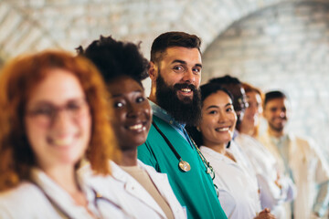 Fototapeta premium Medical people - doctors, nurse, physician and surgeon team in hospital. Healthcare service