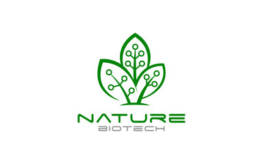 Illustration vector graphic of green nature technology logo design template