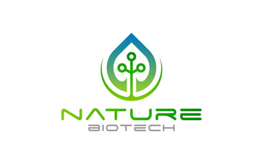 Illustration vector graphic of green nature technology logo design template