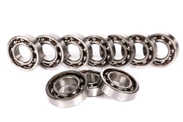 scattering of bearings on a white isolated background