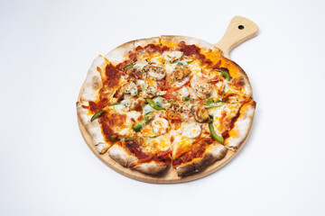 pizza on a white background