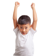 surprise boy on white background