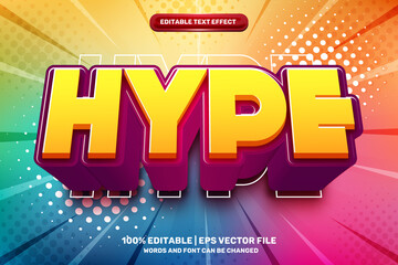 colorfull hype cartoon Bold 3D Editable text Effect Style