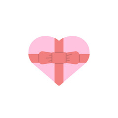 illustration of a heart gift with a red ribbon. valentines gift. flat cartoon style. vector design. elements and icons
