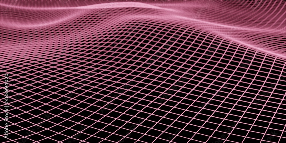 Poster mesh wave structure curve background purple and blue gradient macro image 3d illustration