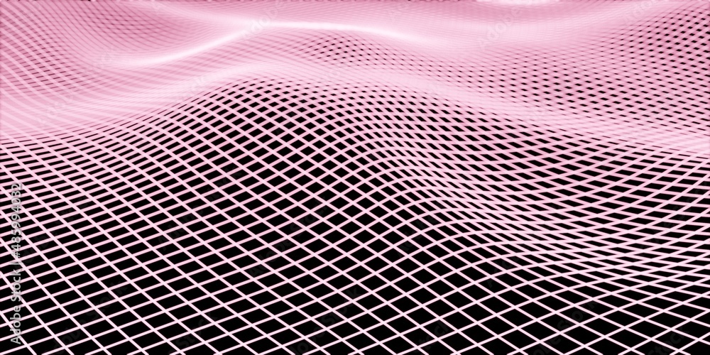 Poster mesh wave structure curve background purple and blue gradient macro image 3d illustration