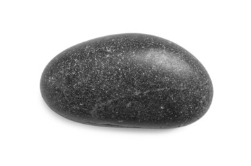 Black spa stone isolated on white, top view