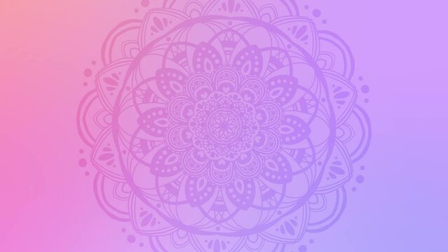 動くマンダラのイラストと美しいグラデーション背景

