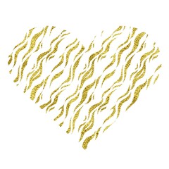 Heart with zebra stripes. Gold metallic vector illustration.