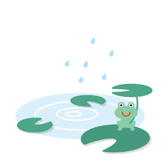 Obraz premium カエルと雨