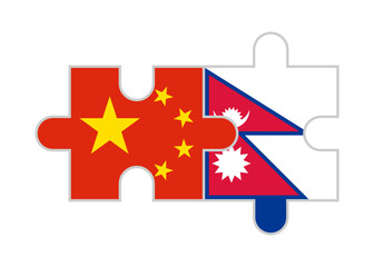 puzzle pieces of china and nepal flags. vector illustration isolated on white background