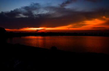 sunset over the lake