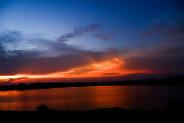 sunset over the lake