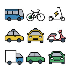 交通手段・交通機関アイコンセット 近距離・都市交通