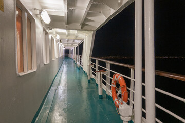 Deck of the ship at night