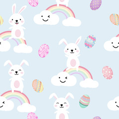 Cute rabbit seamless pattern. Creative for texture, fabric, wrapping, textile, wallpaper, apparel. Vector illustration. Easter background.