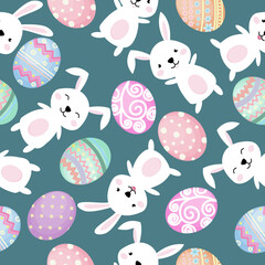 Cute rabbit seamless pattern. Creative for texture, fabric, wrapping, textile, wallpaper, apparel. Vector illustration. Easter background.