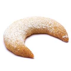 Traditional German or Austrian Vanillekipferl vanilla kipferl cookies isolated on white background