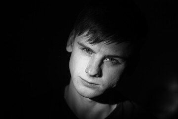 Fototapeta na wymiar young man in black and white