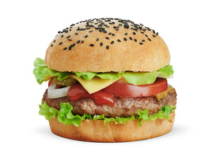 Tasty meat substitute burger isolated on white