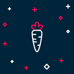 Line Carrot icon isolated on blue background. Colorful outline concept. Vector