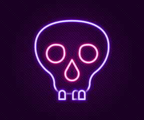 Glowing neon line Skull icon isolated on black background. Happy Halloween party. Colorful outline concept. Vector
