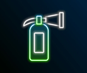 Glowing neon line Fire extinguisher icon isolated on black background. Colorful outline concept. Vector
