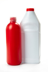 two cleaners for home cleaning, isolated on white background