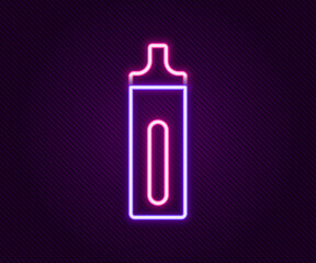 Glowing neon line Electronic cigarette icon isolated on black background. Vape smoking tool. Vaporizer Device. Colorful outline concept. Vector