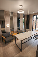 Focused picture on table standing in dining room