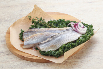 Marinated Herring fillet with onion