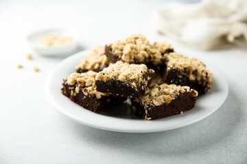 Traditional homemade brownies with nuts
