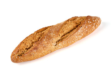 Whole grain bread, isolated on white background.