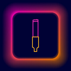 Glowing neon line Cigarette icon isolated on black background. Tobacco sign. Smoking symbol. Colorful outline concept. Vector