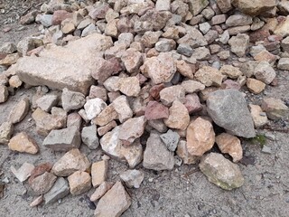 Cairn of cobblestones for the rock garden or a natural stone wall