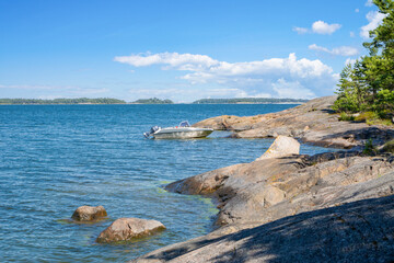 Coastal view of the island Rovaren and The Gulf of Finland, Espoo, Finland
