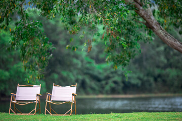 The background of a new design chair placed on the balcony of the resort for customers to sit and rest during the day.