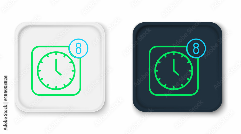 Poster line alarm clock app smartphone interface icon isolated on white background. colorful outline concep