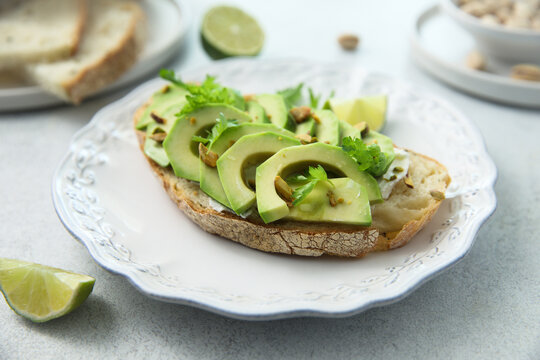 Healthy homemade avocado toast on a plate