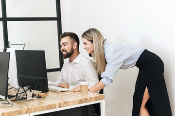 Young business people during work in the modern office