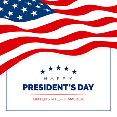 Fototapeta na wymiar Happy Presidents Day in USA celebrate design with waving United States of America national flag. Vector illustration.