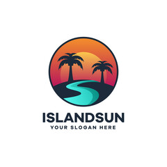 Fototapeta na wymiar Island Sunset Color Logo