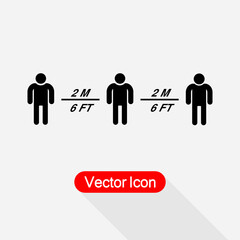 Social Distancing Sign, People Keeping Distance Icon Vector Illustration Eps10