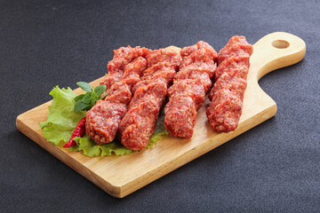 Raw beef kebab minced meat
